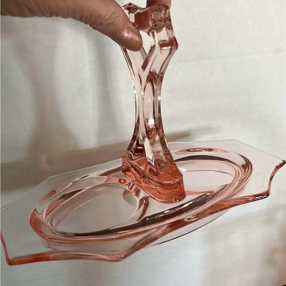 Cambridge Marked #622 Decagon Pink Depression Glass Sugar Creamer Tray 1930